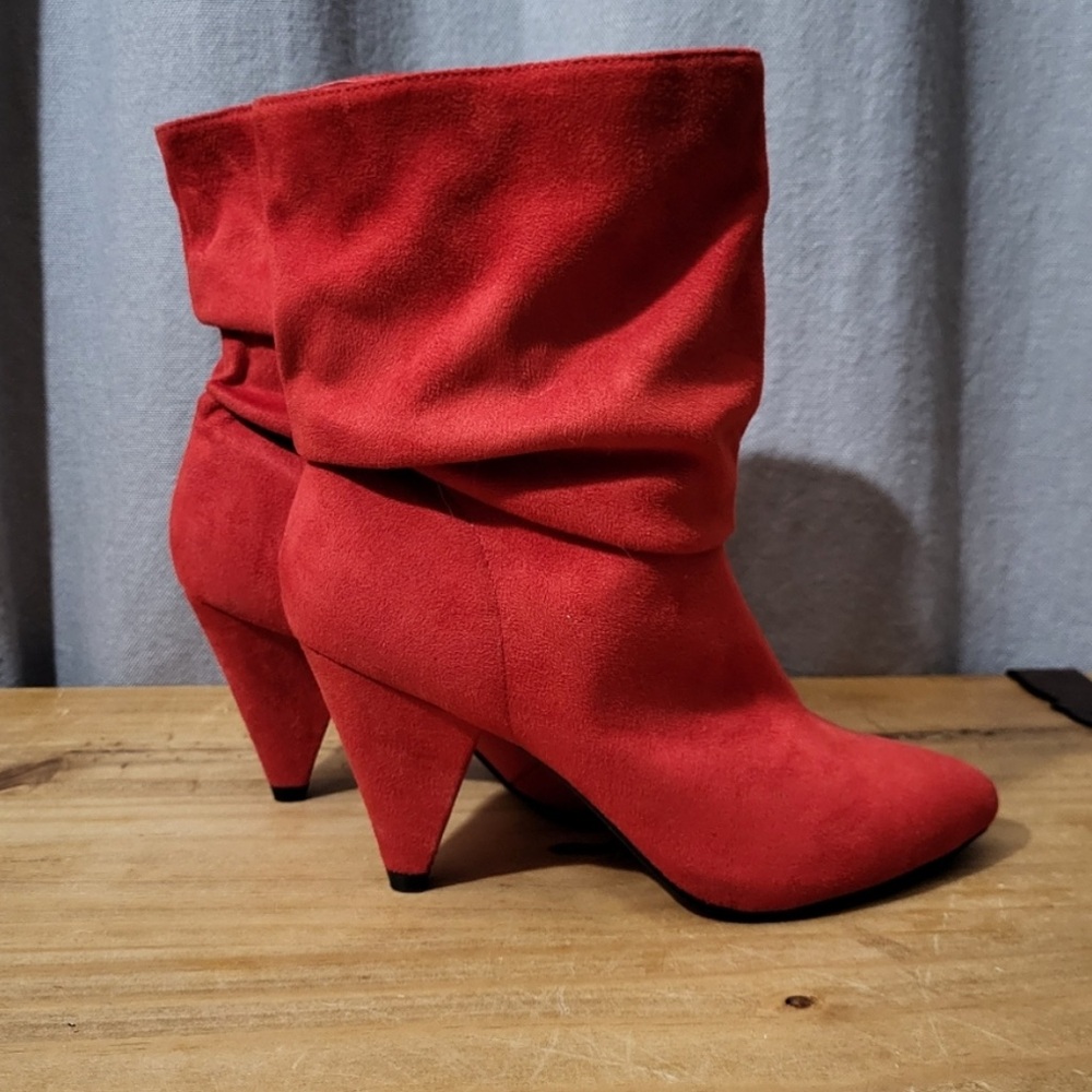 Call It Spring Faux Suede Red Slouchy Boots Sz 7